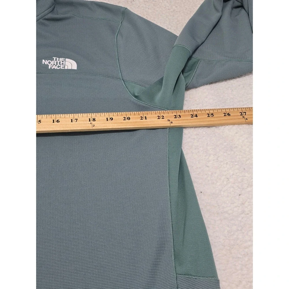 The North Face Mens‎ XL Blue Green Grid Fleece Quarter Zip Pullover Thumbholes